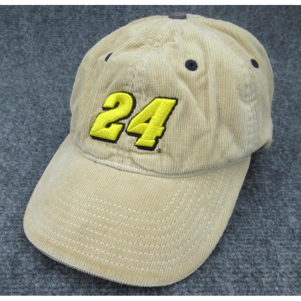 Chase Authentics Mens Hat Flex Tan Corduroy Jeff Gordon 24 NASCAR OSFA